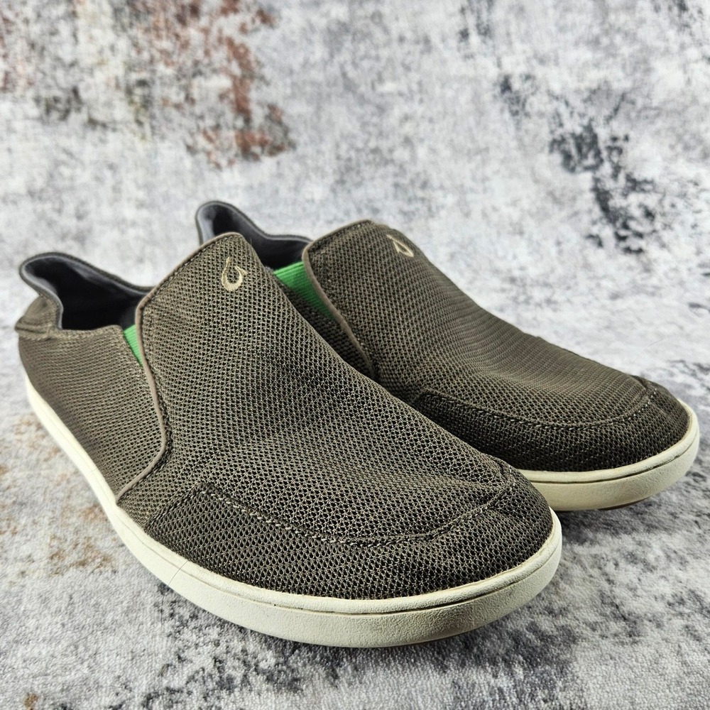 OluKai‎ Nohea Mesh Slip On Shoes Mens 9.5 Brown Loafers Drop Heel Comfort